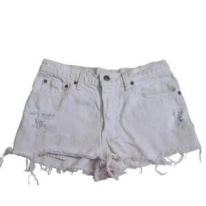 Vintage Levi's 538 White Cutoff Jean Shorts Jorts Cotton Hip Hugger Size 28